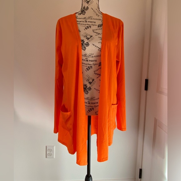 Town Cat Orange Cardigan/Sweater with pockets. Size: L - Picture 1 of 4